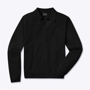 Riviera Knit Long Sleeve Polo, Black Small
